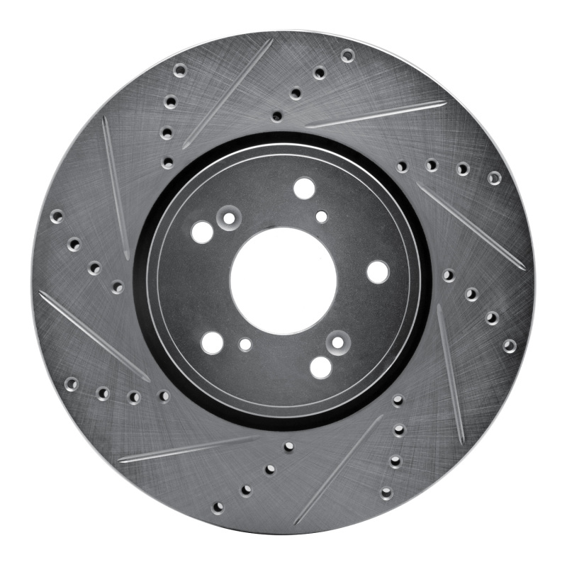 Acura TLX Brake Rotor (1) - Front Left - R1 Concepts - Drilled & Slotted - Silver - `14-`20